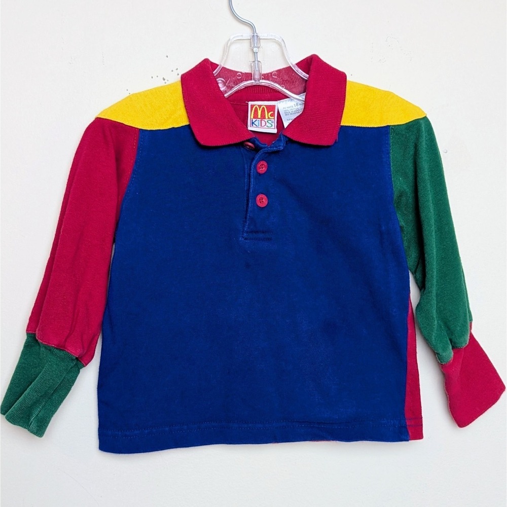 Vintage McKids 90s Rugby Polo Long Sleeve Colorblock Shirt Infant Size 18 Months